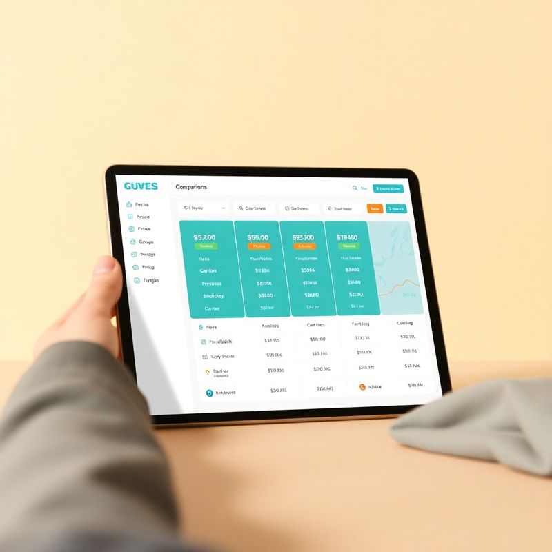 Pricing comparison layout rendered on a tablet screen
