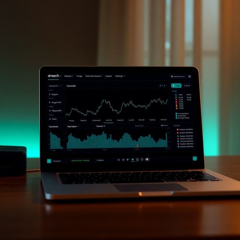 Trading platform modules displayed on a laptop screen